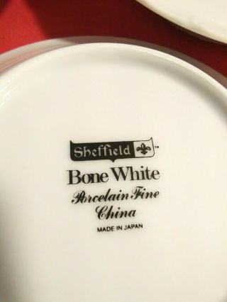 Set 8 Sheffield Bone White China Porcelain Dessert Plate Bowl Japan Swirl 2