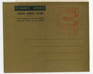 Spain Aerogramme 00.  60 Ptas,  Laiz 7c,  Cats 24 Euros  (y394)