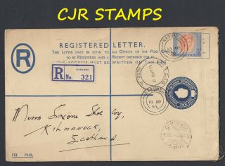 Rhodesia & Nyasaland 1955 Registered Stationery Cover - Kasungu To Scotland