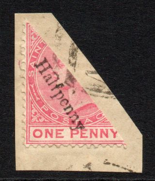 St Christopher 1/2 Penny On 1 Penny Stamp C1885 On Piece