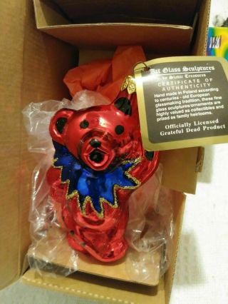 Vintage Grateful Dead Red Dancing Bear ornament.  Made in Poland.  Orig.  box, 2