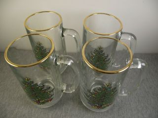 4 Cuthbertson Christmas Tree Glass Tankard Beer Mugs 2