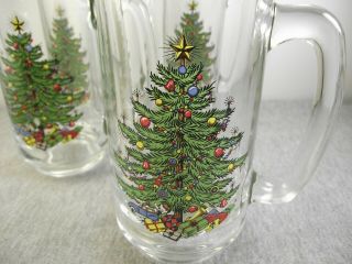 4 Cuthbertson Christmas Tree Glass Tankard Beer Mugs 3
