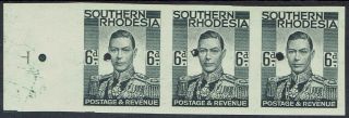 Southern Rhodesia 1937 Kgvi 6d Imperf Plate Proof Strip Mnh