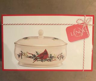 Lenox Winter Greetings Oval Footed Covered Casserole Dish 64 Oz.