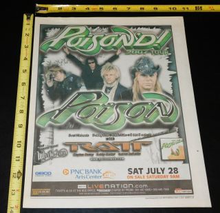 Poison Band Ratt White Lion 2007 Pnc Center Concert Ad Advert Mini Poster Hair