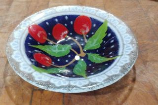 Peggy Carr Fused Art Glass Bowl - Christmas Holly & Berries / Pkg 00