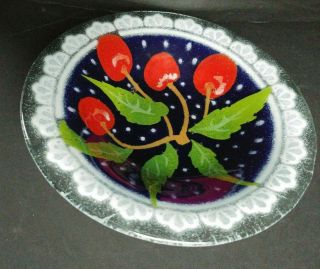 Peggy Carr Fused Art Glass Bowl - Christmas Holly & Berries / PKG 00 3