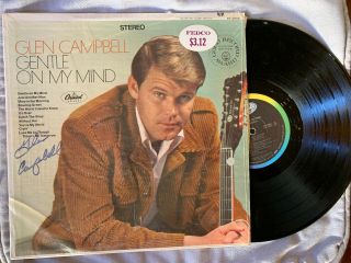 Glen Campbell Autographed " Gentle On My Mind " Rare In Person Signed Record Album