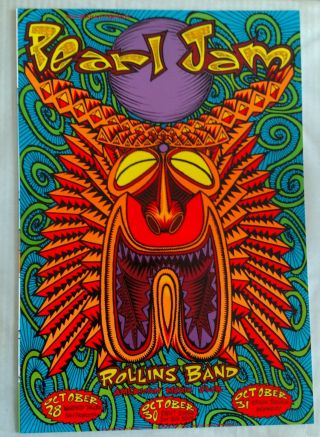 Pearl Jam Rollins Band 1993 Warfield Sf Rock Concert Poster Black Flag