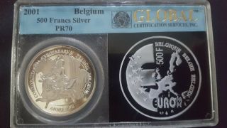 2001 Belgium 500 Francs (silver) - Gcs Pr 70