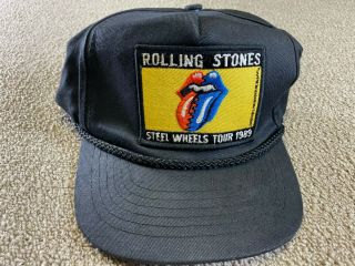 Vintage Rolling Stones Hat Snapback Cap 1989 Steel Wheels Tour Concert Shirt