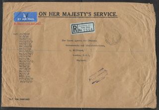 Hong Kong - 1963 Large Official Reg.  Cover - Secretariat A Postmark - To London