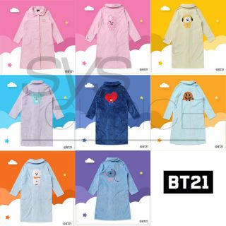 Bts Bt21 Official Authentic Goods Winter Pajamas Flannel Night Dress By Hunt