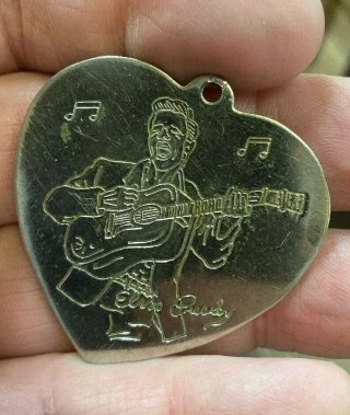 Vintage 1956 Elvis Presley Gold Tone Metal Heart Pendant Love Me Tender