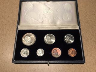 1965 South Africa - Official Proof Set (7) With Silver Rand -