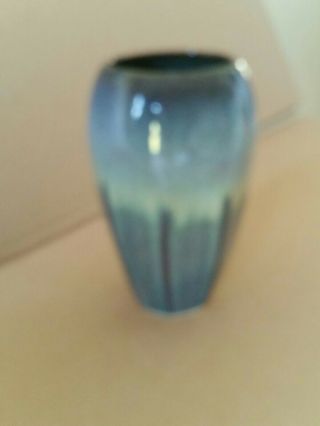 Bill Campbell Studio Pottery Vase Blue Drip Glaze.  7 1/2 