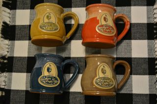 Set Of 4 Mugs Colors Handthrown Pottery Another Broken Egg Cafe Collectable