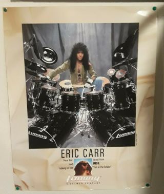 Eric Carr 1989 Ludwig Drums Promo Poster,  Hot In The Shade,  Rare,  Htf,  Kiss