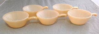 Set Of 5 Vintage Anchor Hocking Fire King Peach Luster Beehive Bowl With Handle