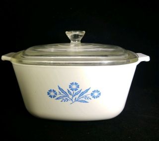 Vintage Corning Ware Blue Cornflower 1 3/4 Quart Casserole Dish And Lid