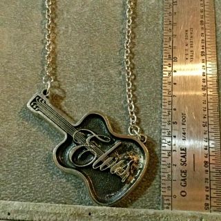 Elvis Presley - Vintage Elvis Antiqued Silver Guitar Necklace