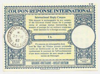 Gb 1963 1s International Reply Coupon London South Western District Office Sw1