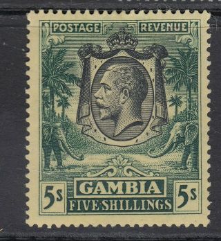 Gambia 1922 Kgv 5s Green/yellow Sg 141 - Mounted