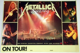 Vintage Metallica And Justice For All 1989 Live Concert Tour Poster