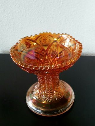 Imperial Carnival Glass Marigold Hobstar Punch Bowl Base Candle Holder