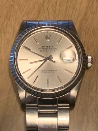 Rolex Oyster Perpetual Ss Mens Datejust Self - Winding Watch