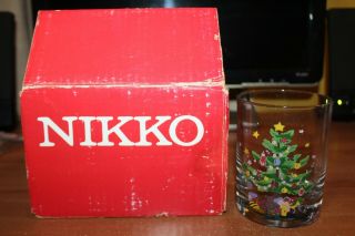 Vintage Nikko Christmas Glassware 4 14 Oz.  Glasses Double Old Fashioned