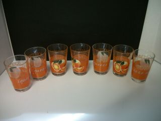 Vintage Set Of (7) Crate & Barrel Squeeze Me Orange Juice Glasses
