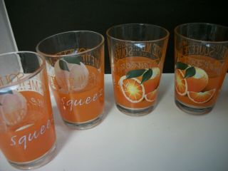 Vintage Set of (7) Crate & Barrel Squeeze Me Orange Juice Glasses 3