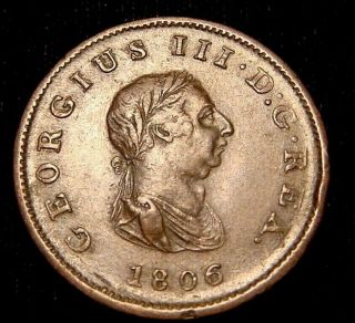 Great Britain.  George Iii.  1/2 Penny 1806.  U.  S.