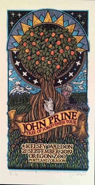 John Prine Tree Of Forgiveness Tour Poster Kelsey Waldon Gary Houston S/n 5