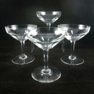 4 Quality Stylish Slice Cut Crystal Champagne Saucers Glasses Coupes C1920/30 