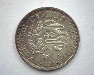 Cyprus 1938 Silver 4 1/2 Piastres Choice Uncirculated