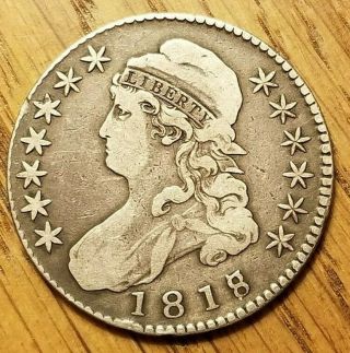 1818/7 Large 8 Half Dollar In Fine - Vf