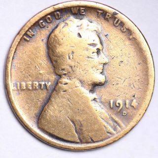 1914 - D Key Date Lincoln Wheat Cent Penny
