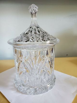 Antique Abp Cut Crystal Glass Ice Bucket Biscuit Jar With Lid 8 1.  2 "