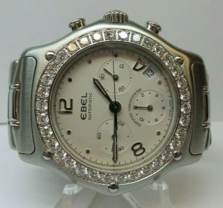 Ebel 1911 Automatic Chronograph Diamond Bezel Watch - Runs & Looks Great - F150