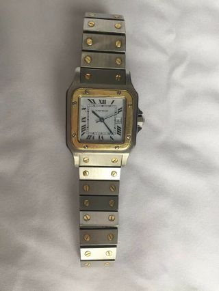 Santos De Cartier 29mm 18k Gold Bezel Stainless Steel Automatic Mens Watch