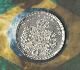 1861 Brazil 500 Reis - 91.  7 Silver - Beauty 160 Year Old South American Coin