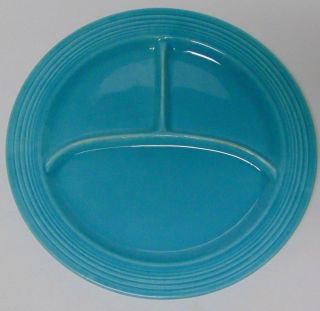Old Vintage 1937 Turquoise Fiesta 10 1/2 " Divided Grill Dinner Plate Fiestaware