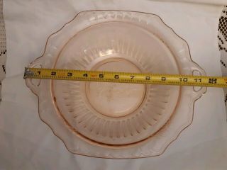 Large Pink Depression Glass Bowl MAYFAIR Pattern With Handles 10 