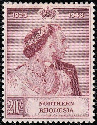Northern Rhodesia George Vi 1948 Sg 49 Royal Silver Wedding 20/ - Vf Own Gum