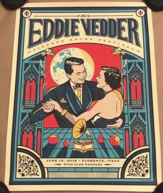 Eddie Vedder Pearl Jam Concert Poster Se Barcelona,  Spain Van Orton 6/15/19