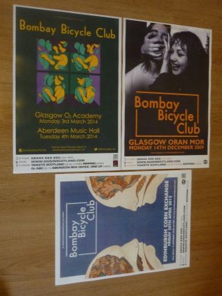 Bombay Bicycle Club Live Music Memorabilia Scottish Tour Concert Gig Posters X 3
