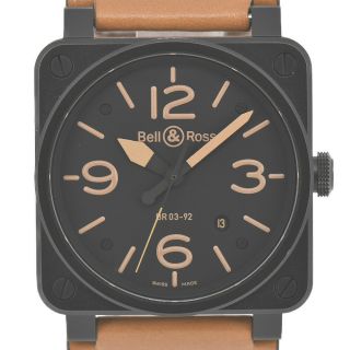 Auth Bell & Ross Br03 - 92 - S Heritage Ss/leather Date Automatic Mens Watch G 86999